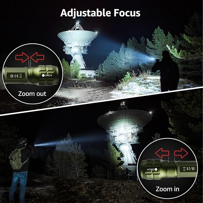 Lighting EVER LED Flashlights High Lumens, Small Flashlight, Waterproof, Adjustable Focus Flash Light for Outdoor, Emergency, AAA Batteries Included