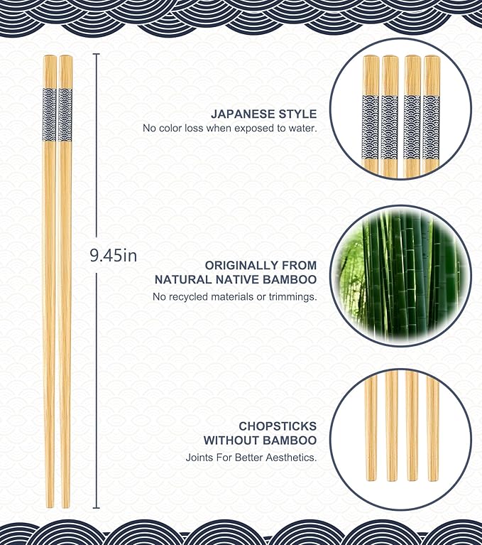 200 Pairs Bamboo Chopsticks Disposable | Reusable | Separated | Bulk | Chinese | -（9.45in）
