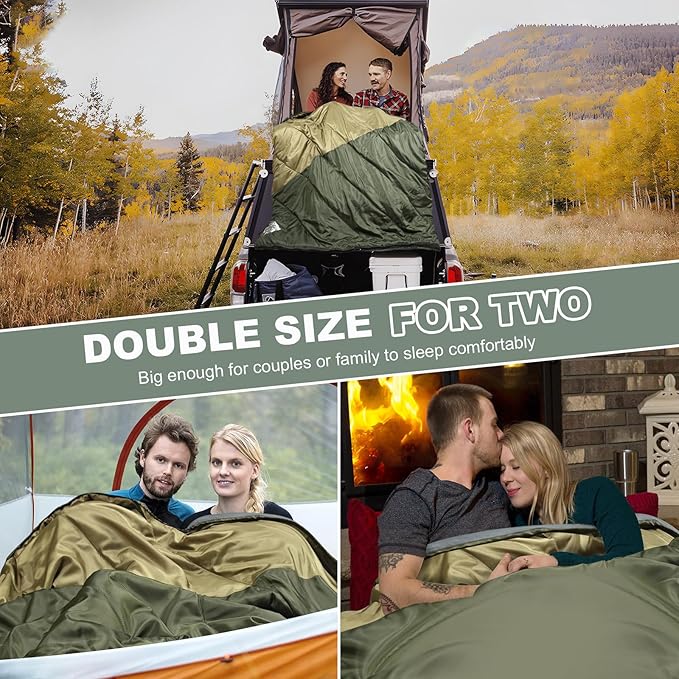 AGEMORE Sleeping Bag for Adults, Single and Double Size, Lightweight Waterproof XXL Sleeping Bag for Adults Kids Couples Camping Hiking Backpacking Or Traveling, Warm & Cold Weather