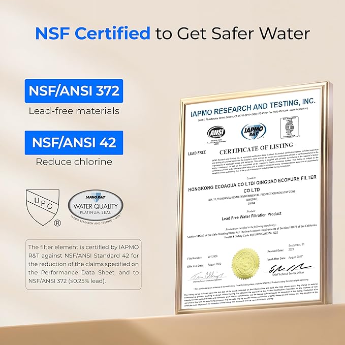 Waterdrop 2.25G Gravity Water Filter System, NSF/ANSI 42&371 Standard, Stainless Steel System with 2 Carbon Filters, Reduces 99% of Lead and Chlorine for Home, Camping, Emergencies, King Tank, Blue