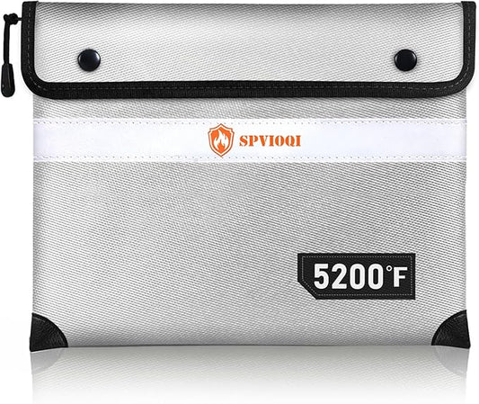 Upgraded Fireproof Document Bag 5200°F, 14.2” X 11” Waterproof Fireproof Bag with Zipper, 8 Layers of Heat Insulated Materials, Fireproof Money Bag for Cash, Important Documents and Valuables fire bag