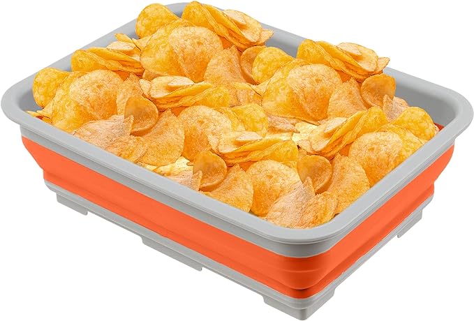 Collapsible Ice Bucket - 10-Liter Portable Outdoor Multi-Use Basin, Dish Tub, and Storage Basket for Camping and Tailgating by Wakeman (Orange)