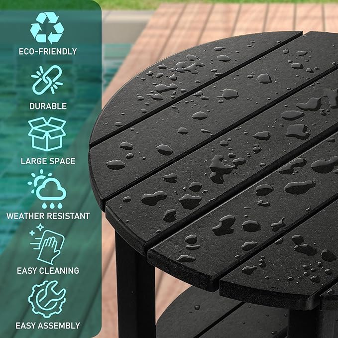 FUNBERRY Outdoor Adirondack Side Table, 2-Tier Patio End Tables, HDPE All Weather for Outside