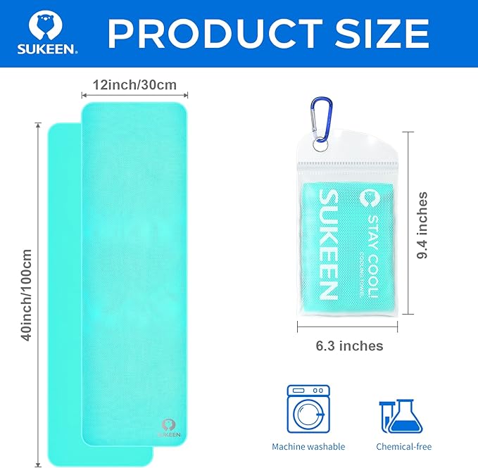 Sukeen Cooling Towel for Neck and Face (40"x12"), Microfiber Bulk Cooling Towels for Athletes Cooling Neck Wraps Instant Cooling Towels for Yoga,Gym,Golf,Running,Fitness and Workout