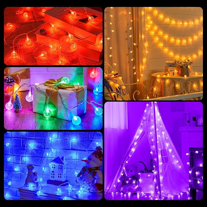 Minetom USB Globe String Lights - 17 ft 50 LED Color Changing Globe Fairy Lights with Remote and Timer, 16 Single Colors and 7 Modes Twinkle Lights for Bedroom Dorm Tent Bed Patio Christmas Party