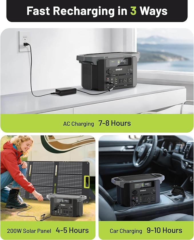 Portable Power Station 600W, 655Wh/182,000mAh Solar Generator with 100W USB-C Output & 120V Pure Sine Wave AC Outlets, Backup Lithium Battery for Outdoors Camping RV Travel Hunting Home Emergency