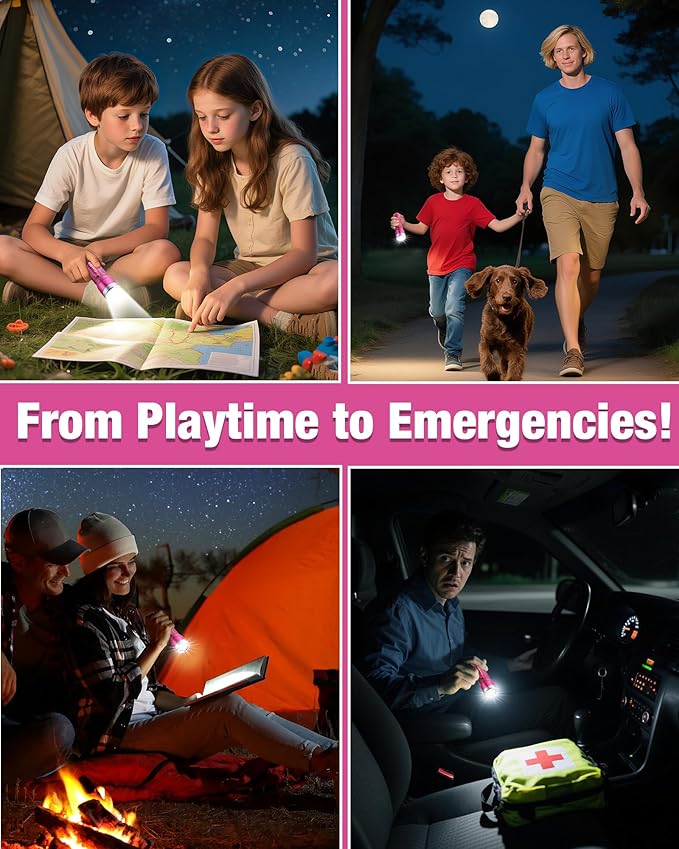 EverBrite Mini Flashlight, LED Flash Light with 3 Modes, 3 AAA Batteries Included, Water-Resistant Small Flashlight for Emergencies and Camping, Pink, 1 Pack