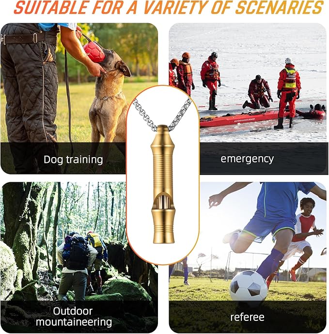 TISUR Titanium Emergency Whistle,EDC Safety Whistles Necklace Loud up to 120db,Survival Whistles for Survival,Hiking,Camping,Pets Training