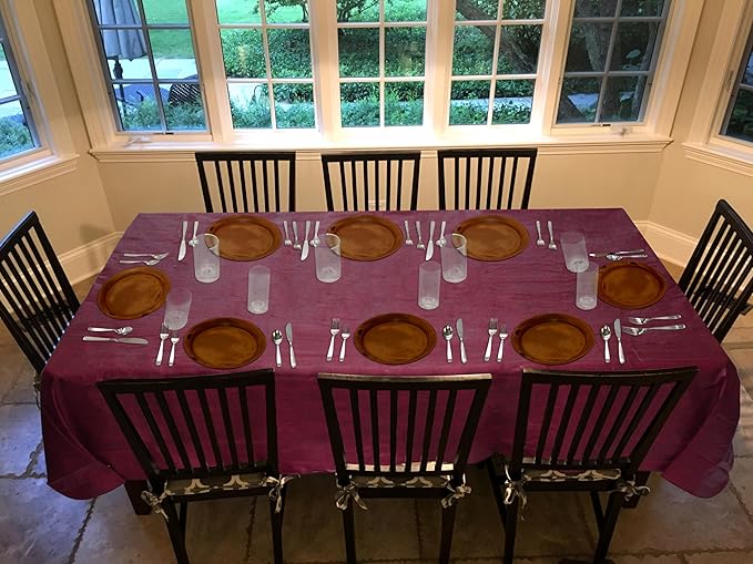 LAMINET Stitched Edge Drop Tablecloth - Basketweave (Red) - Oval - Fits Tables up to 54 x 72