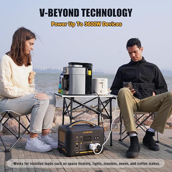 VTOMAN 3096Wh Portable Power Station Bundle with Extra Battery & 200W Solar Panel Included - Up to 3600W Solar Power Generator for Home Backup, Off-grid, Road Trip, RV, Camping, Fishing, Emergency