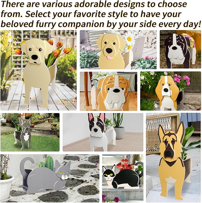 Brown English Bulldog Dog Planter, Pet Shape Garden Pots Plant Pots for Indoor/Outdoor Gardens Decoration, Cute, Surprise Gifts/Souvenirs for Pet Lovers