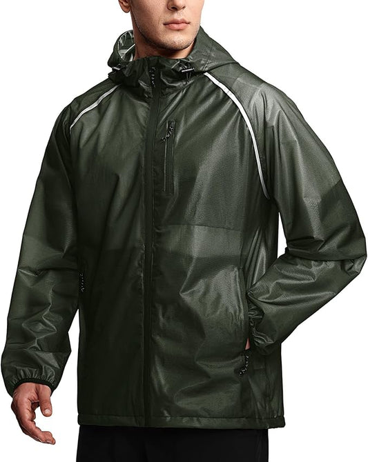SWISSWELL Mens Cycling Rain Jacket Waterproof Lightweight Windbreaker Jackets for Men Raincoat with Hood
