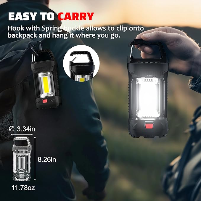 Camping Lantern Rechargeable, 2000LM Rechargeable Lantern with 4400mAh Battery, Waterproof LED Camping Light with 4 Modes, Portable Lanterns for Power Outages, Hurricane and Outdoor Use