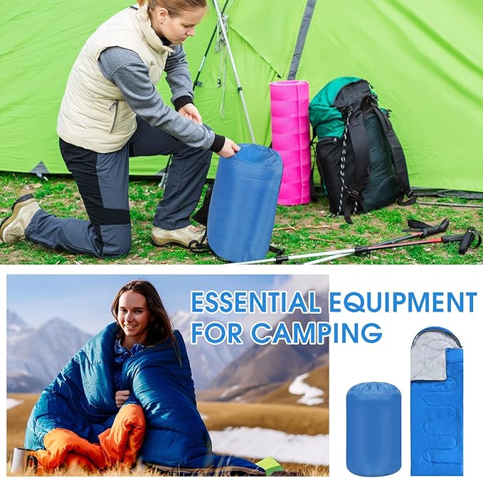 10 Pcs 0 Degree Camping Sleeping Bags Bulk for Adults Cold Weather Sleeping Bags 4 Season Warm Waterproof Lightweight with Compression Sack for Backpacking Hiking Travel Homeless