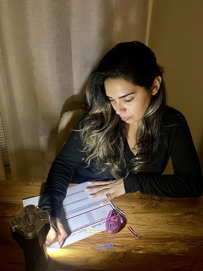 TetraBeam Rechargeable Tactical Flashlight with Advanced COB LED Tech – USB Rechargeable Flashlights, Water-Resistant Work Light, 3 Light Settings, Emergency Floodlight, Real-Time Power Monitoring