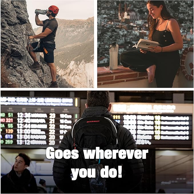 Vapur Collapsible Water Bottle With Carabiner, Compact Bottle Folds Flat For Hydration On The Go, Ideal for Traveling, Hiking or Camping, 23 Ounce, Night Blue, Pack of 2