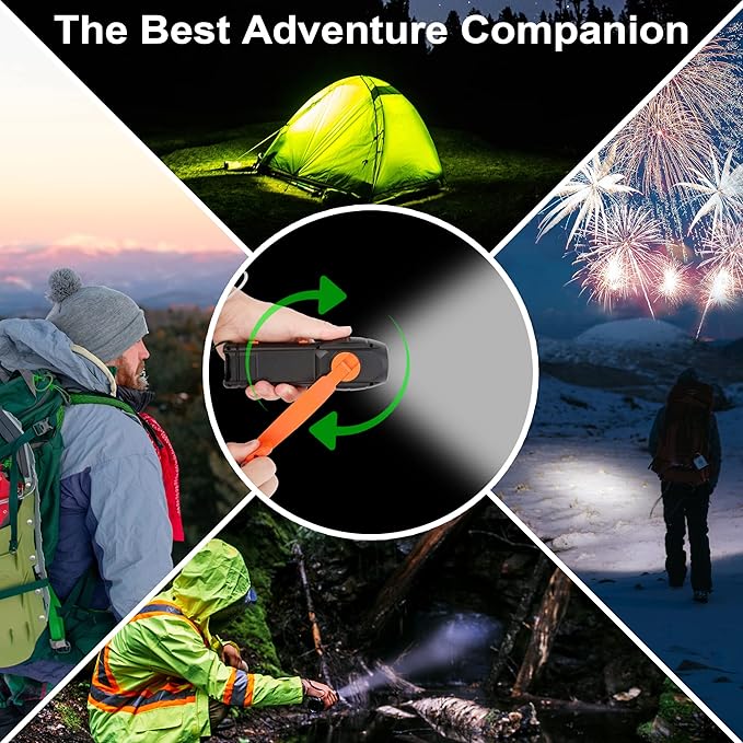 Emergency Radio Hand Crank with Flashlights, Portable AM/FM NOAA Weather Radio Alert and Survival Flashlight SOS Alarm