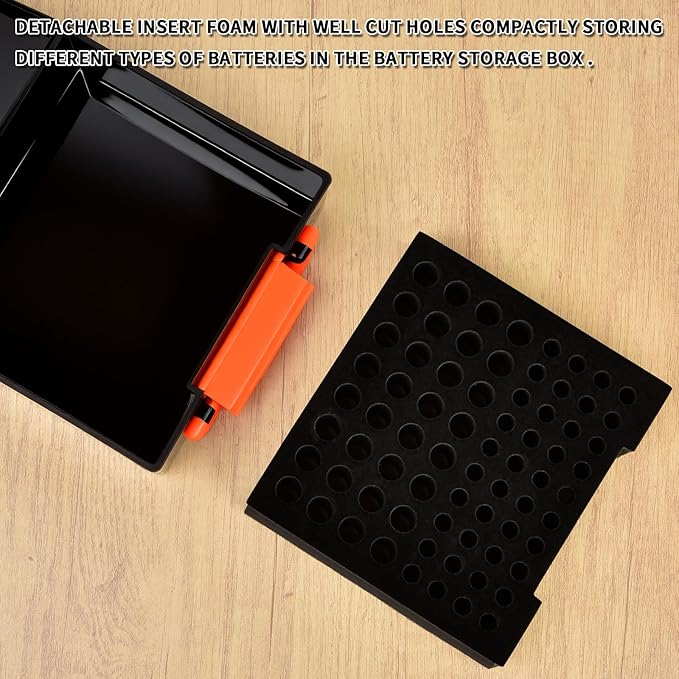 FULLCASE Battery Storage Organizer Holder Holds 72 AA AAA Batteries, Box Cases Garage Container, Home Drawer Organization Dispenser (Case Only) (Black)