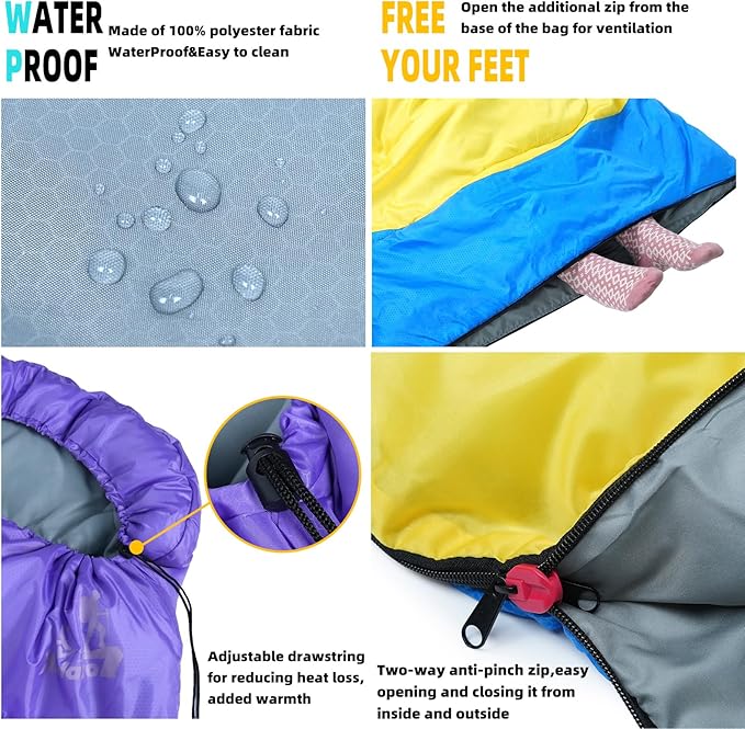 Sleeping Bags for Adults Kids - 3 Season Cold&Warm Weather Waterproof Camping Sleeping Bags - Lightweight Sleeping Bags for Camping Hiking Outdoor Travel