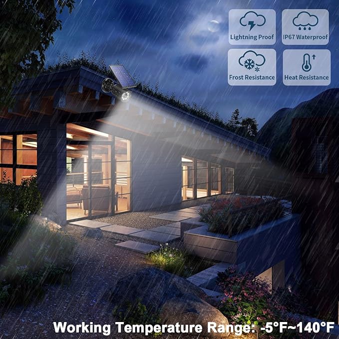 Solar Lights Outdoor Motion Sensor Flood Lights 2000LM IP67 Waterproof Security Spot Lights for Yard Garden Patio 2 Pack