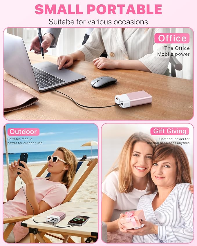 Kesguar Portable Charger 20000mAh, 22.5W PD 3.0+QC 4.0 Fast Charging Power Bank, Cooler & Unbreakable Aerospace Metal Case for iPhone 16 15 14, Android, iPad, Samsung Google Tablet & More, Pink