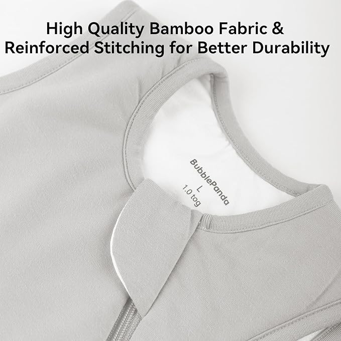 BubblePanda Rayon Made from Bamboo Sleep Sack 12-18 Months 1.0 Tog Soft Toddler Sleeping Sack for Babies 2-Way Zipper Baby Wearable Blanket