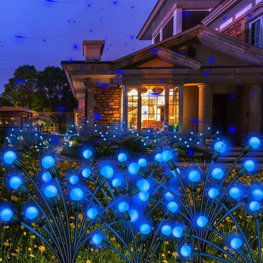 Solar Garden Lights Outdoor, 10 Pack 80 LED Blue Firefly Lights Waterproof, Sway by Wind, Solar Wind Swaying Light for Yard Patio Backyard Garden Planter Flower Bed Pathway Decoration