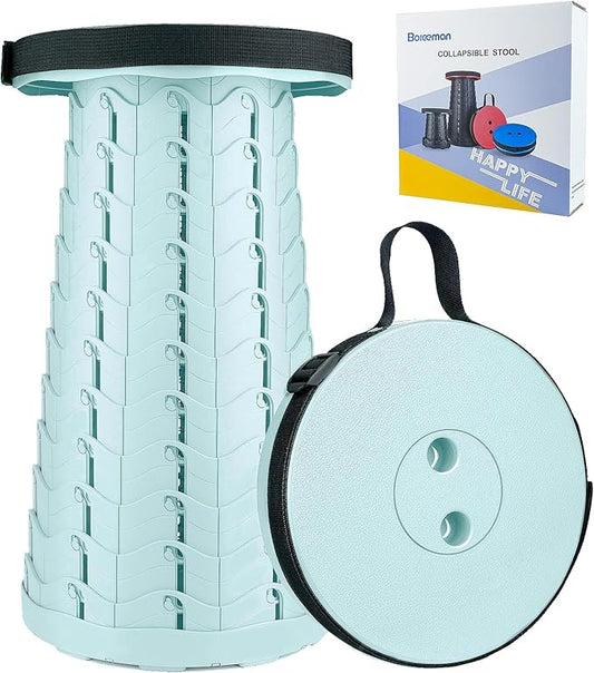 Boreeman Upgraded Folding Stool Lightweight Yet More Sturdy with Load Capacity 400lbs Portable Collapsible Stool for Camping Fishing Hiking BBQ (Ice Cream)