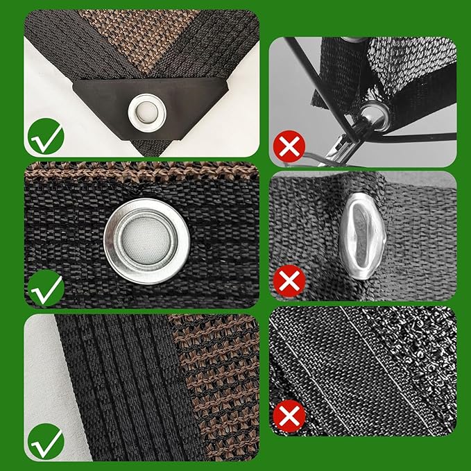 Sun Shade Cloth with Grommets,90% UV Protection Shade Fabric,Pergola Shade Cover Canopy Fence Privacy Screen Balcony,Brown Sunshades for Patio Pergola Garden Backyard Outdoor,Mocha-8x12FT