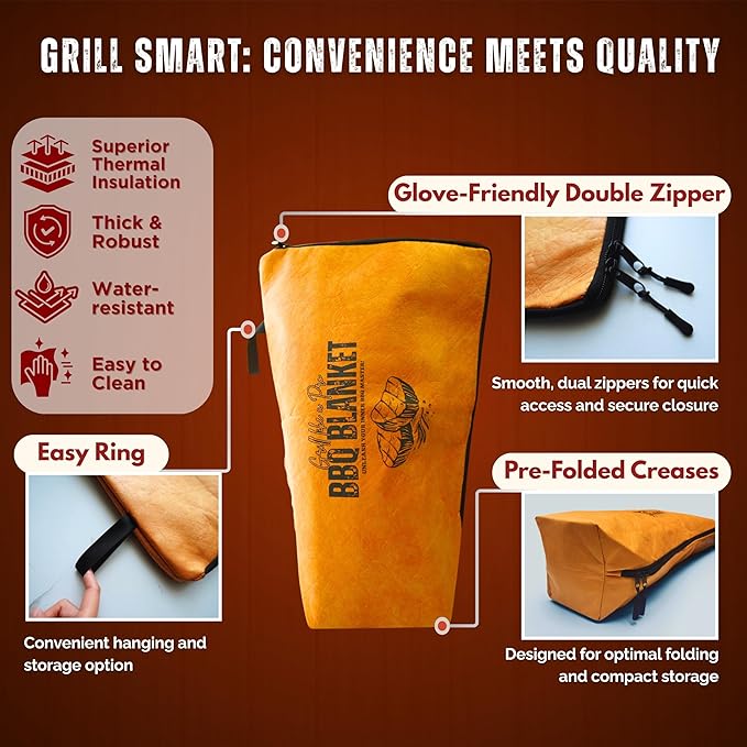 AMADOCOOK™ BBQ Blanket for Resting Meat - Reusable Insulated Meat Resting Bag for Moisture Retention and Tender BBQ - Heavy-Duty with Wide Mouth for Large Brisket, Turkey (21"Original) (21" Original)