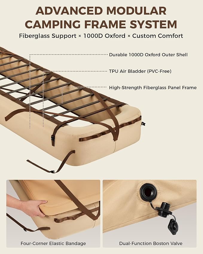 KingCamp Air Mattress Frame, Portable Inflatable Camping Cot Base Heavy Duty Bed Frame for Outdoor Travel & Home Tent (Bed Frame Only, Air Pump and Mattress Not Included)