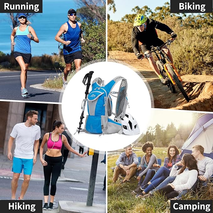 Hydration Pack Backpack, Lightweight Water Backpack with 2L Leakproof Hydration Bladder Daypack for Men Women,Running Hydration Vest for Outdoor Trail