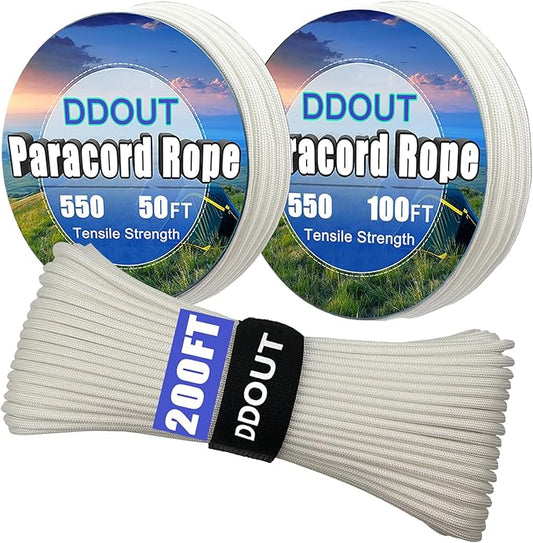 Paracord Nylon Rope with 7-Strand Core, 10 Colors and 50/100/200 ft, Type III Parachute Cord 4mm for Camping, Survival, Hiking, DIY, Crafting, Outdoor Utility Rope