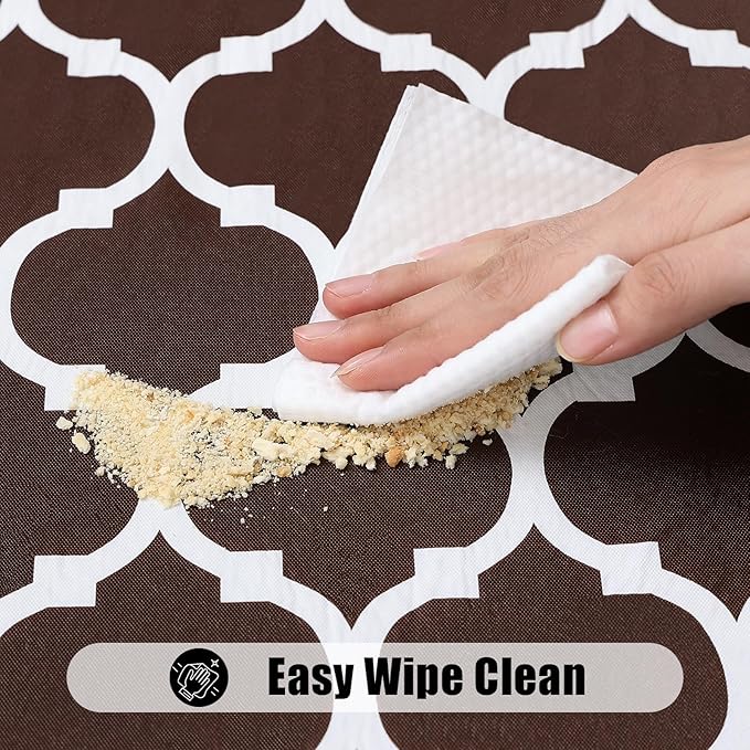 Smiry Rectangle Picnic Table Cover, Waterproof Elastic Fitted Camping Tablecloths for 4 Foot Tables, Wipeable Flannel Backed Vinyl Tablecloth Protector for Indoor, Outdoor (Coffee, 30x48 Inches)