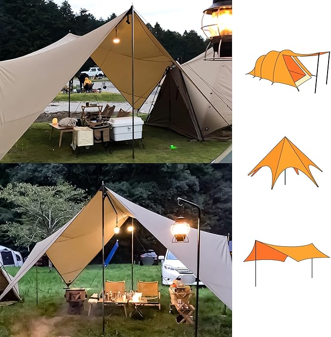 WILDROAD Tarp Poles Tent Poles Canopy Poles 8.37 ft, Telescoping Aluminum Poles with Non-Slip Aluminum Cone Bottom, Portable and Lightweight Camping Gear for Camping and Awnings, Set of 4