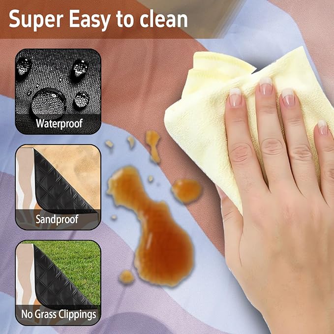 Extra Large Picnic Outdoor Blanket 60''x80'' Waterproof and Sandproof Picnic Mat for Beach Foldable Camping Accessories for Grass Lawn Park