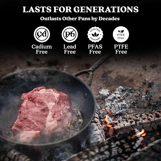 Alva Artist 9.5" Blue Carbon Steel Frying Pan – Pro-Grade Searing, Pre-Seasoned & Naturally Non-Stick, PFAS-Free – Heats 3× Faster Than Cast Iron – Oven, Grill & Induction Safe, Lightweight Design