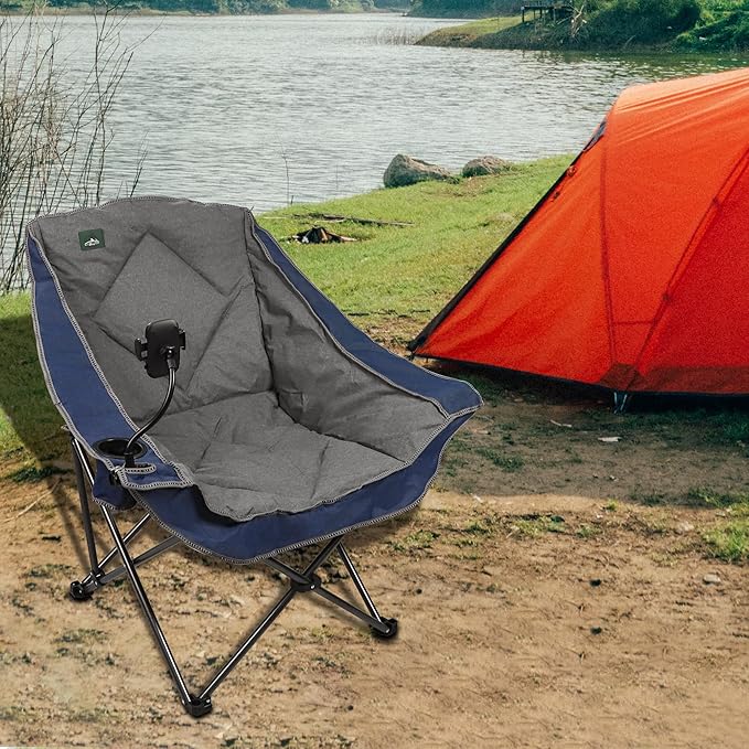 Northroad Oversized Foldable Camping Chair, Outdoor Padded Lawn Chair w/Cup Holder,Carry Bag for Beach, Hiking, and Picnics,Heavy-Duty 300-lbs Capacity, Purple