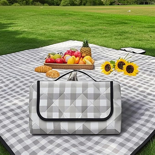 Waterproof Picnic Blanket Extra Large: 80"x80" Portable Outdoor Camping Blankets with Mat - 3 Layer Foldable Beach Blanket with Carry Strap & Sandproof Backing for Grass/Hiking/Travel/Concerts/Indoor