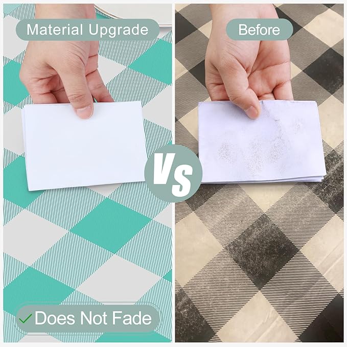 misaya Rectangle Waterproof Vinyl Table Cloth, Buffalo Flannel Backed Tablecloth, Wipeable Plastic Table Cover for Dinner, Kitchen, Outdoor (54" x 78", Teal and White)