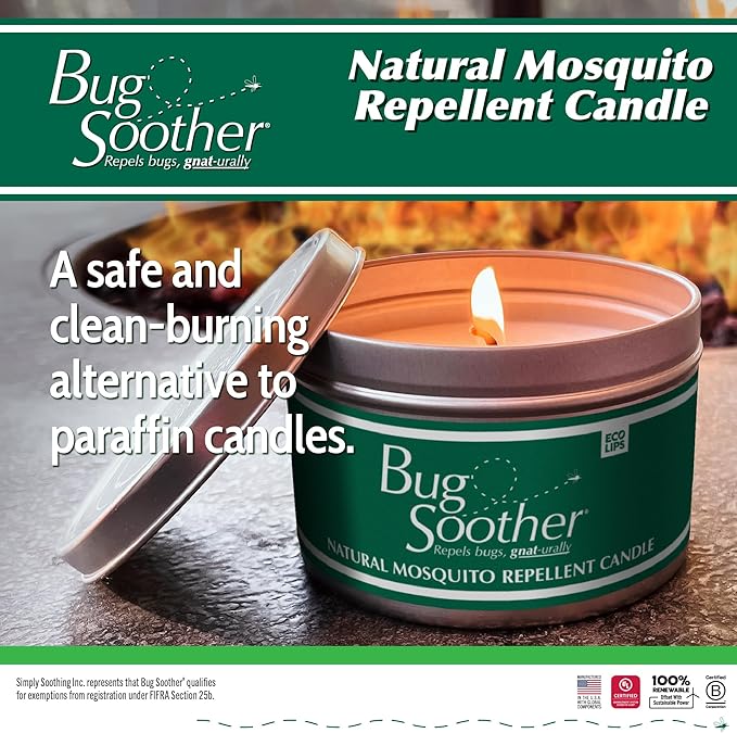 Bug Soother - Natural Insect, Gnat and Mosquito Repellent Candle, 1oz Bottle of Bug Spray Deterrent - Safe for Adults, Kids, Pets, Environment - Made in USA