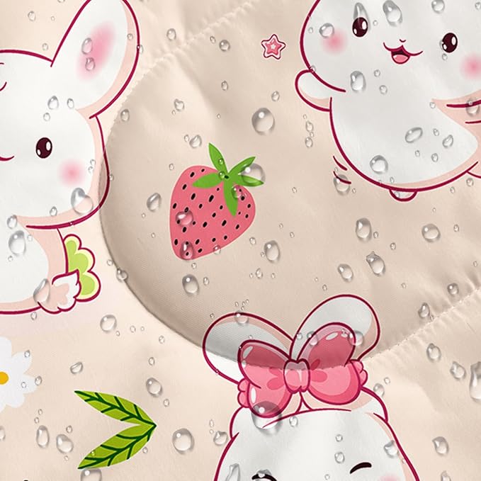 AILONEN Pink Lovely Rabbit Sleeping Bag for Girls Kids Adults,Warm and Cool Weather,Lightweight,Waterproof Backpacking,Cartoon Flowers Printed Bunny Sleeping Bag for Camping