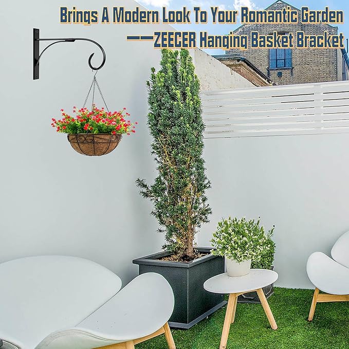 Outdoor Hanging Bracket, 10.5-inch Plant Hangers Outdoor Indoor Set of 2, Rust-Proof Metal Hanging Plant Bracket, Wall Mount Plant Hooks for Hanging Baskets Plant Lantern Bird Feeder