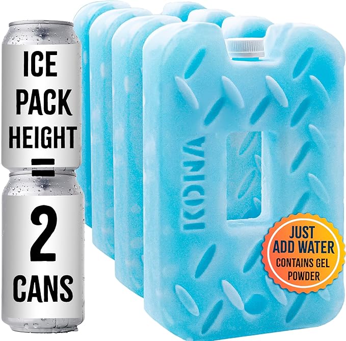 Kona Blue/Ice Ice Packs for Lunch Box - 2 lb Freezer Packs Compatible with Yeti Cooler Bags | Dry Ice Shock Pack, Long-Lasting Reusable Ice Packs for Lunch Bags (10" x 5.5" x 1.5" Pack of 4)