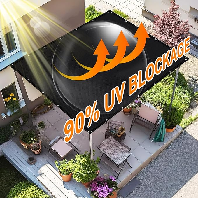 Artpuch 90% Sun Shade Cloth, 3 x 12 FT Pergola Shade Cover Canopy with Grommets, Sun Screen Fabric Tarp for Patio, Outdoor, Garden, Backyard, Black