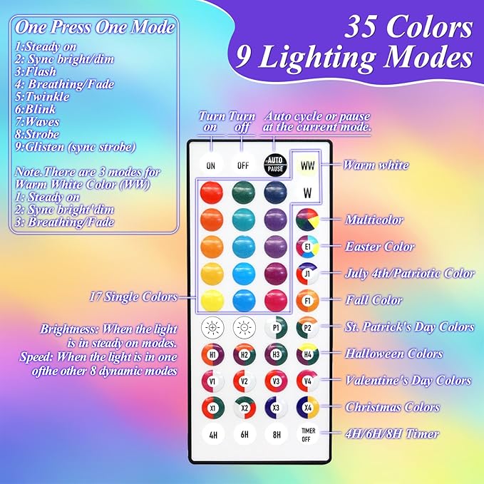 164FT Christmas Lights Outdoor, 35 Colors Changing 500 LED String Lights Green Wire Remote Timer, Waterproof Halloween Light for Indoor Outdoor Holiday Party Xmas Tree Wedding Decor