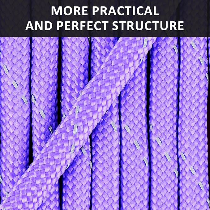 WEREWOLVES Reflective Paracord Rope 7 Strand Type III Parachute Cord 4mm 100ft / 200ft for Tent Camping Hiking Fishing Survival Tactical Clothesline DIY Projects