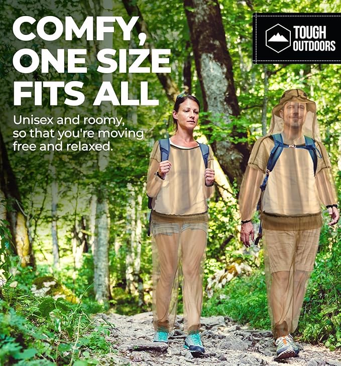 Mosquito Jacket - Bug Jacket with Hood for Men and Women - Mosquito Net for Gardening & Outdoor Protection from Bugs, Flies, Gnats, No-See-Ums & Midges