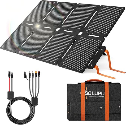 100W Portable Foldable Folding Solar Panels, IP67 Waterproof for Camping, Outdoor Power Supply, Compact 8-Fold Design with MC-4 Output, High-Efficiency Charging for Devices