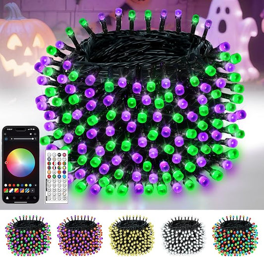 Smart Color Changing Halloween Lights, 82FT 200LED App Control RGB LED String Light with Remote & Timer, Music Sync Multiple Modes Twinkle Christmas Tree Light Waterproof Halloween Decorations
